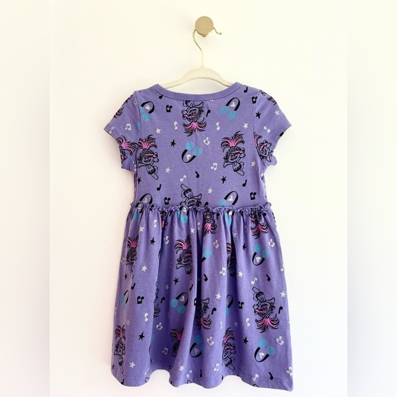 Dreamworks Poppy Trolls Purple Kids Dress with Musical Print Girls 2T - Picture 3 of 4